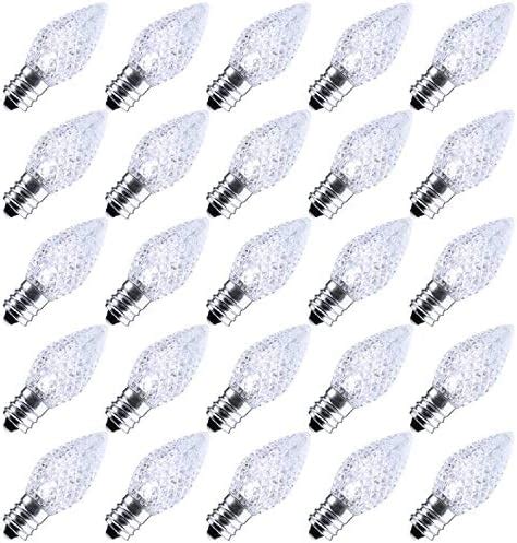 25 Pack C7 LED Replacement Christmas Light Bulb C7 Shatterproof LED