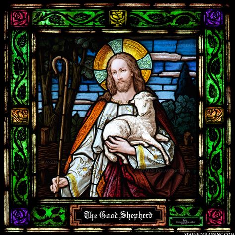 "The Good Shepherd" Religious Stained Glass Window