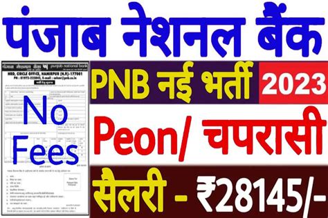 Punjab National Bank Peon Bumper Recruitment 2023 पंजाब नेशनल बैंक में 10वीं पास उम्मीदवारो के