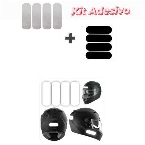 Kit Adesivos Refletivo Capacete Moto Cor Preto E Branco Original