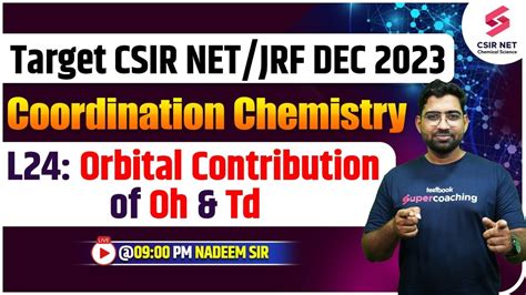 CSIR NET DEC 2023 Coordination Chemistry L24 Orbital Contribution