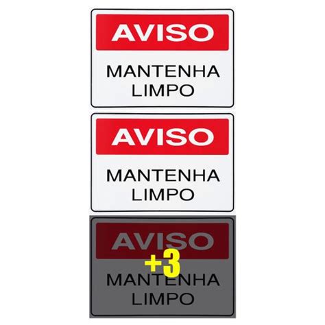 Combo 6 Placas De Sinalização Aviso Mantenha Limpo 30X20 Pacific PS12