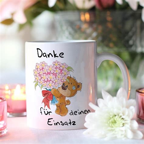 Kaffeetasse Danke lustig mit Spruch Bären Einsatz Dankeschön Geschenk