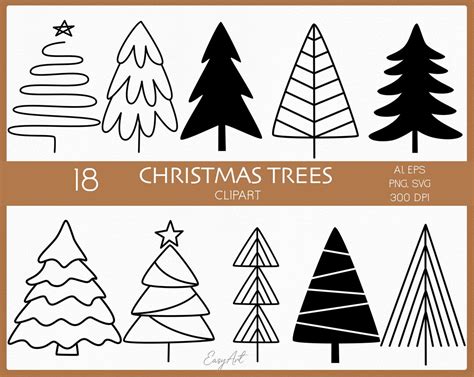 Christmas Tree SVG, Line Tree Clipart, Outline Christmas Clipart, Xmas Tree Vector, Xmas PNG ...