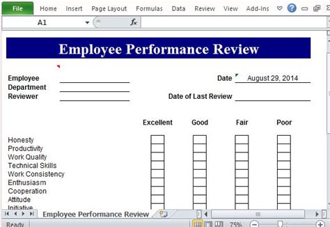 Feedback Template Excel