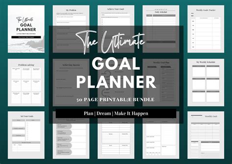 Goal Planner Kit 50 Page Printable Goal Tracking Templates Etsy