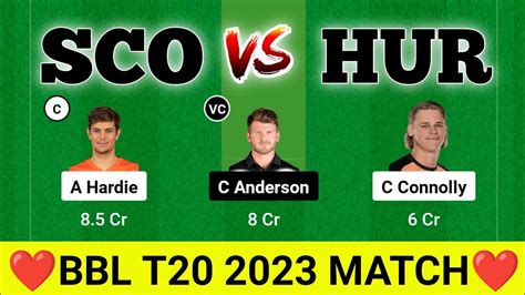 SCO VS HUR DREAM11 SCO Vs HUR BBL T20 PERTH VS HOBART DREAM11 SCO