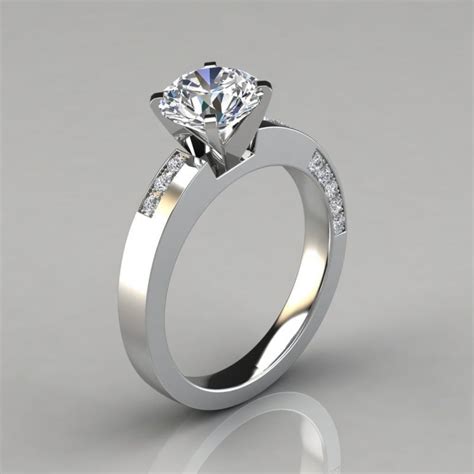 Knife Edge Pave Round Cut Moissanite Engagement Ring