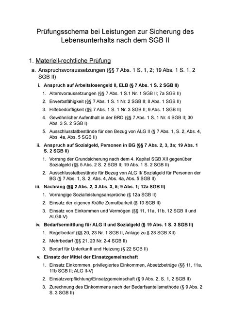 Pr Fungsschema Bei Leistungen Zur Sicherung Des Lebensunterhalts Nach