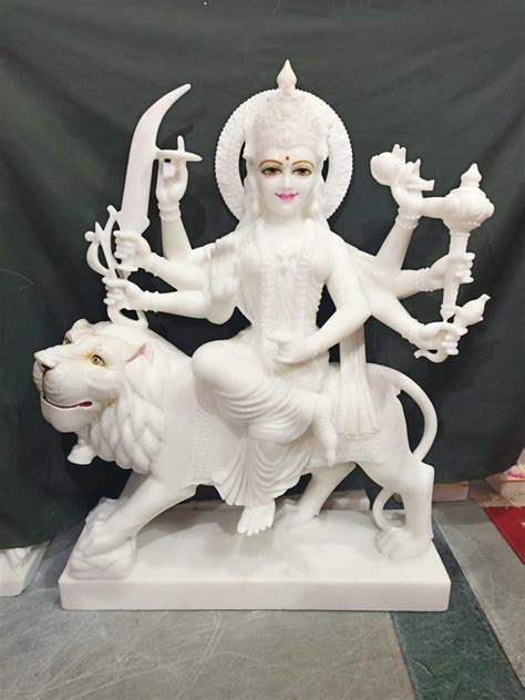 Plain Hindu White Marble Durga Maa Statue For Temple In Jaipur