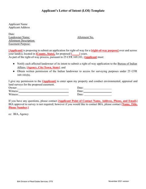 Applicant S Letter Of Intent Loi Template Fill Out Sign Online And Download Pdf