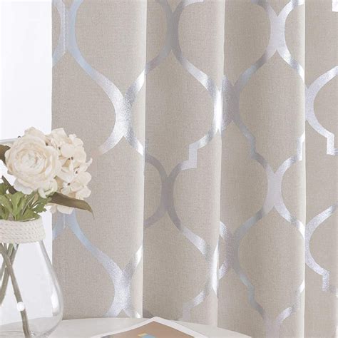 Jinchan Moroccan Tile Linen Textured Curtains Printed Curtain Panel