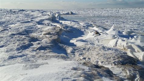 A Frozen Wave Retreating Lake Michigan At The Indiana Dunes State Park