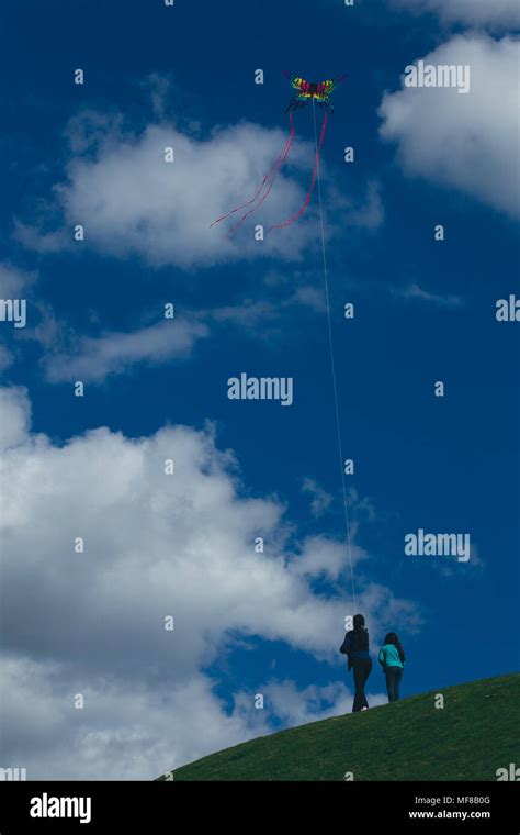 Children flying a kite Stock Photo - Alamy