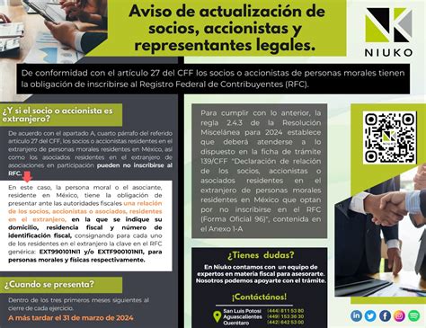 AVISO DE ACTUALIZACIÓN DE SOCIOS ACCIONISTAS Y REPRESENTANTES LEGALES