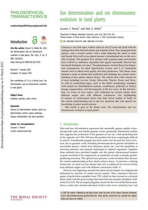 PDF Sex Determination And Sex Chromosome Evolution In Land Plants