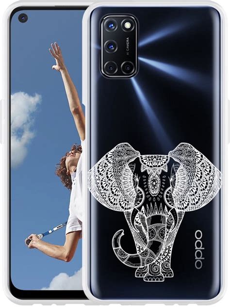 Oppo A52 Hoesje Elephant Mandala White Designed By Cazy Bol