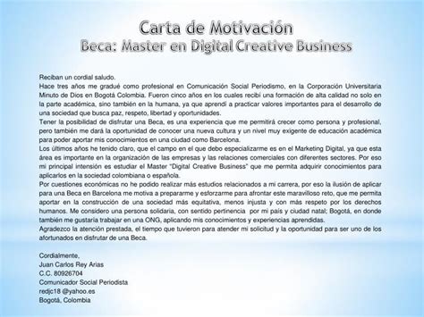 Ppt Carta De Motivaci N Beca Master En Digital Creative Business