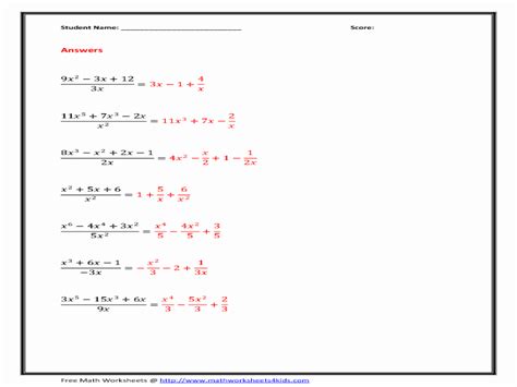 50 Polynomial Long Division Worksheet