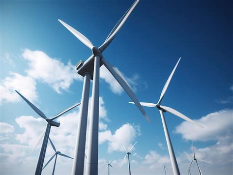 Turbinas De Viento En Un Campo Con El Cielo De Fondo Foto Premium