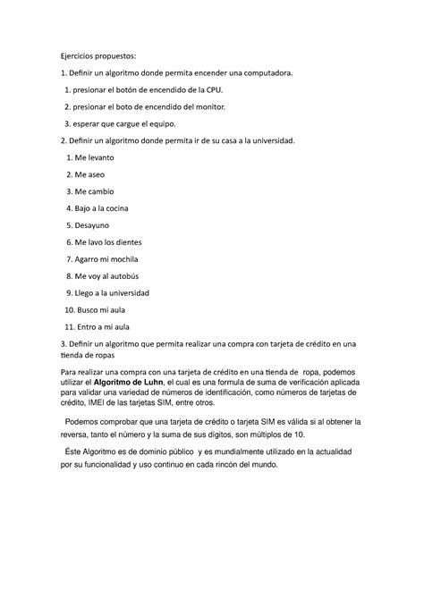 Ejercicios Propuestos Ejercicios Propuestos Definir Un Algoritmo Donde Permita Encender Una