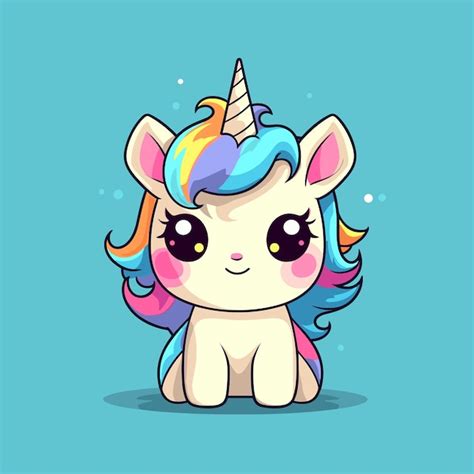 Dibujos Animados Hermosa Cabeza De Unicornio Vector Premium