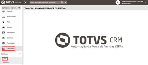 Cross Segmento TOTVS CRM SFA Dashboard Permissão de dashboard por