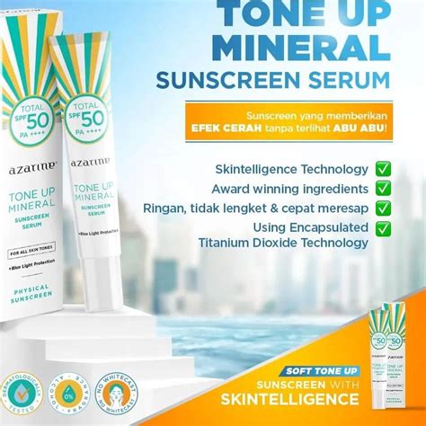 Jual MSBB Azarine Tone Up Mineral Sunscreen Serum SPF50 PA 27ml