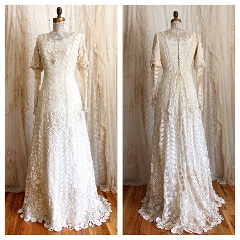 Victorian Irish Crochet Lace Wedding Gown Exquisite Rare Victorian