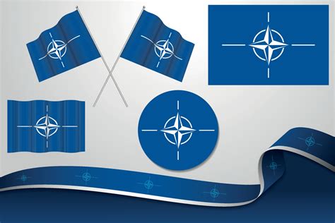 Set Of Nato Flags In Different Designs, Icon, Flaying Flags And ribbon ...