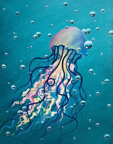 Jellyfish Acrylic Painting 11x14 Etsy