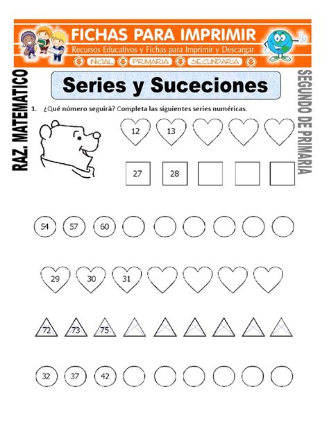 Ficha De Series Y Sucesiones Para Segundo De Primaria