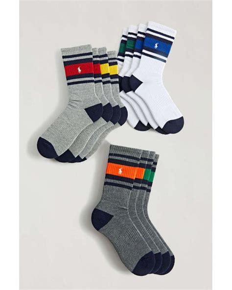 Polo Ralph Lauren Cotton Multi Stripe Crew Sock 6 Pack For Men Lyst