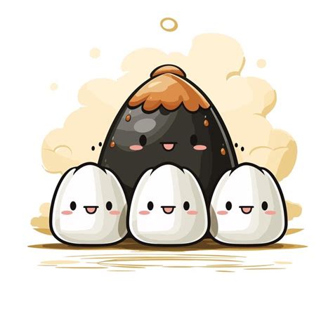 Premium Vector Cute Onigiri Sushi Food Cartoon Illustration Cartoon Eps