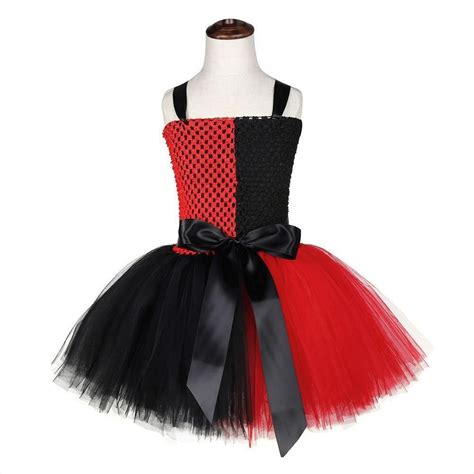 Girls Harley Quinn Tutu Dress With Headband Fancy Cosplay Tutu Dress Tulle Costume Outfit Xl