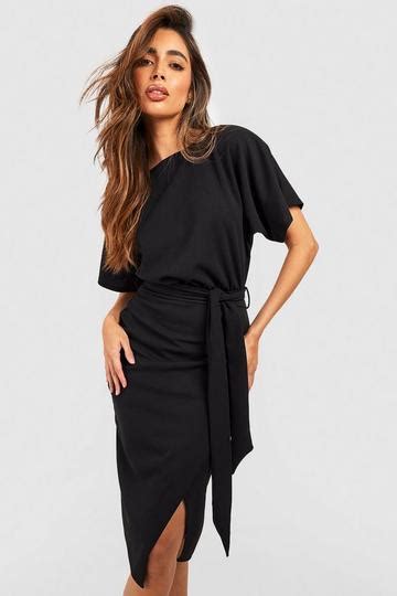 Tie Neck Midi Dress Boohoo Uk