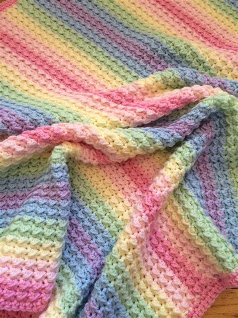 Pastel Rainbow Blanket Hat And Bunting Set Patterns You Etsy Baby