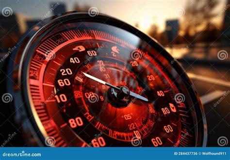 Closeup Speedometer With Red Number On The Dashboard Ai Generated