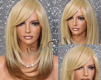 Beautiful Human Hair Blend Blonde Mix Long Full Wig Heat Etsy Uk