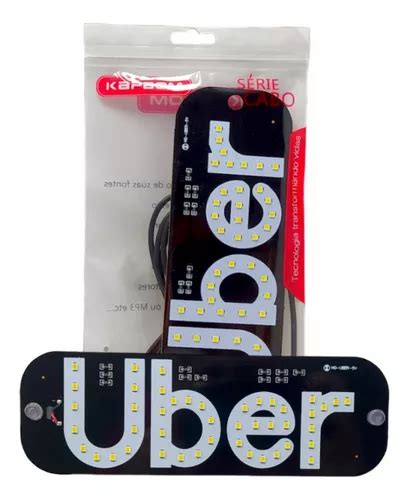 Placa Painel Letreiro Luminoso Led Usb Uber Vidro Parabrisa