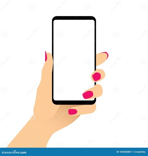 Female Hand Holding Smartphone With Blank Screen Stock Vector Illustration Of Display