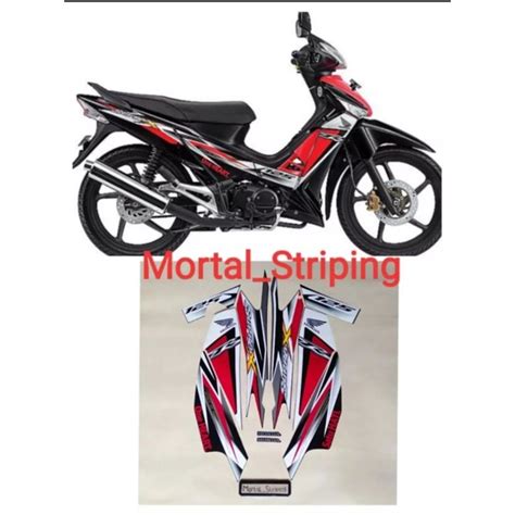 Jual STIKER STRIPING LIS BODY SUPRA X 125 2012 2013 HITAM MERAH STANDAR