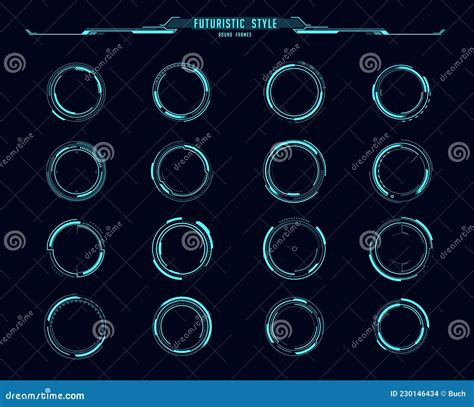 Hud Interface Round Frames Or Borders Aim Control Stock Illustration Illustration Of Radar