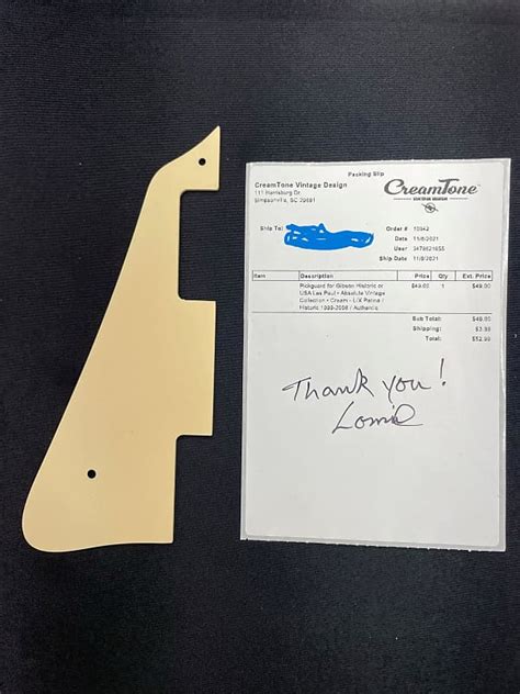 CreamTone Pickguard For Gibson Historic Or USA Les Paul 2022 Reverb