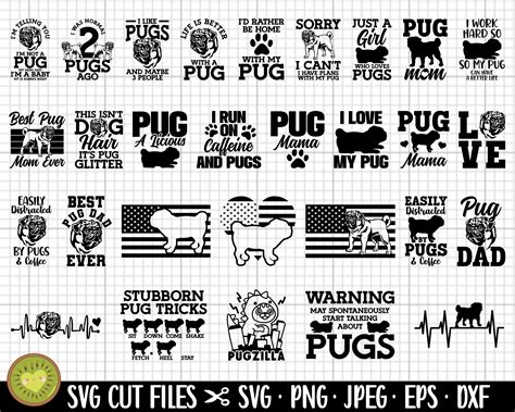 Pug Svg Bundle Pug Dog Svg Bundle Pug Owner Pug Lover Shirt Etsy Uk