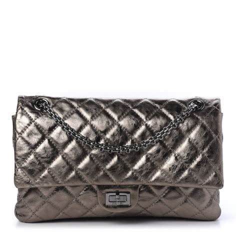 Chanel Metallic Sheepskin Quilted Reissue Flap Dark Silver