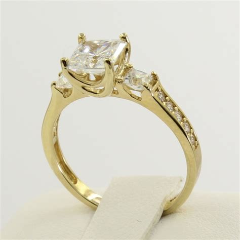 Jewelry 14k Yellow Gold Princess 3 Stone Engagement Ring Poshmark