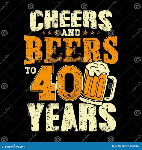 Cheers And Beers To Years Funny Birthday Text With Beer Mug Cartoon