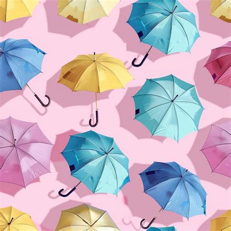 Umbrella Pattern In Pastel Colors Premium Ai Generated Image