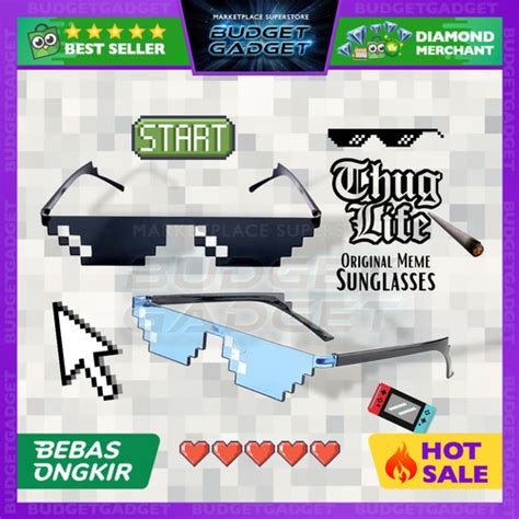 Jual Kacamata Thug Life Model Pixel Minecraft Mosaics Kuning